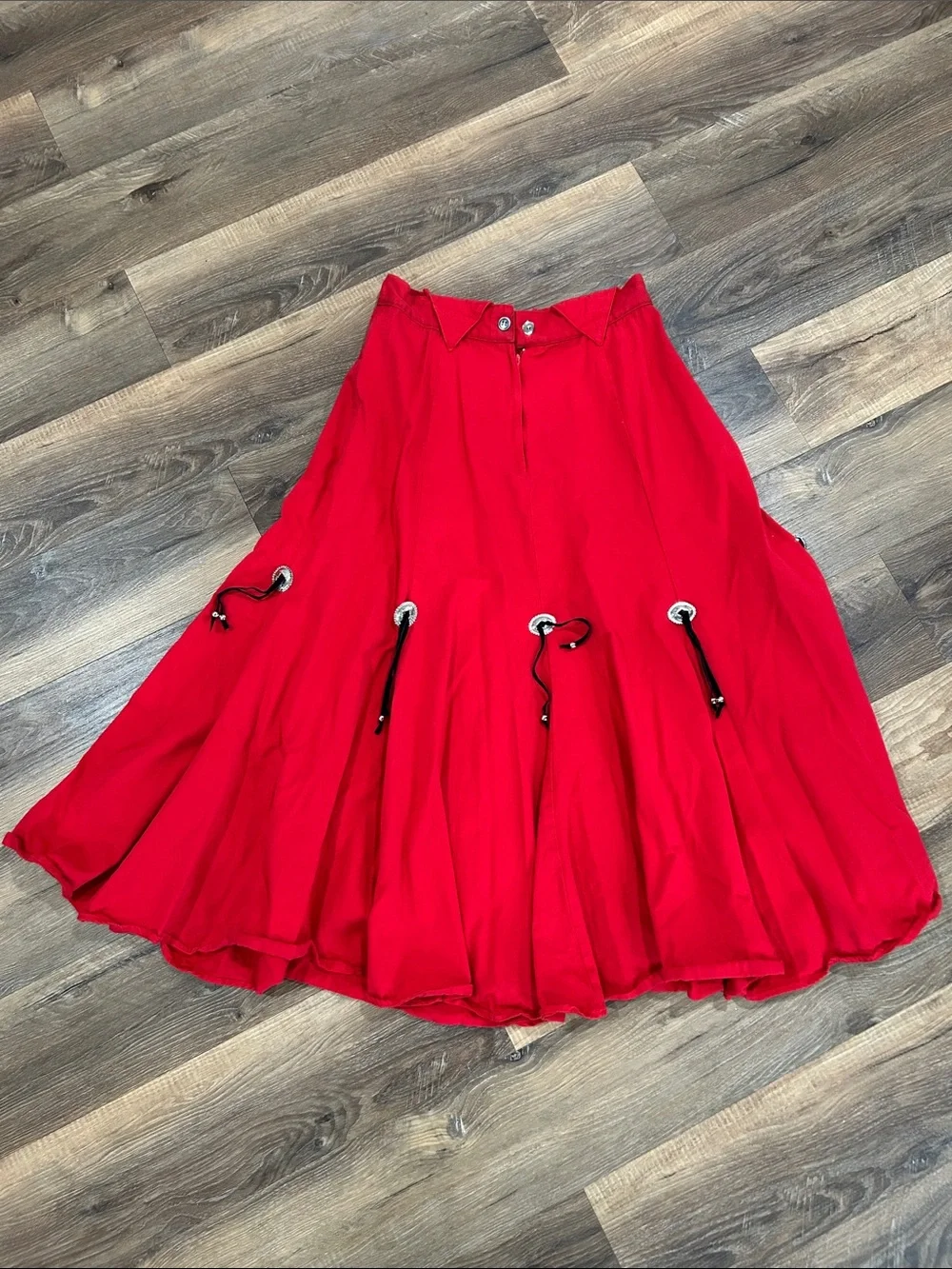 Vintage Circle T by Marilyn Lenox Red Concho Western Rodeo Skirt Womens 13/14 - Picture 7 of 14